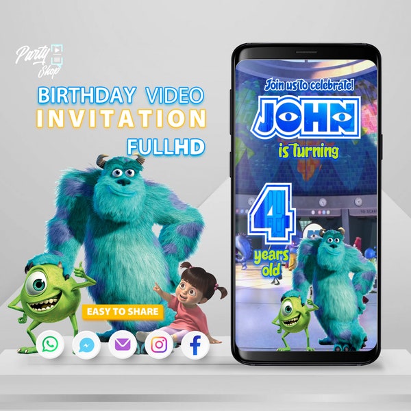 Monster  Invitation, Monster Video Invitation, Party, Birthday, Birthday Party, Video Invite, Digital Invitation