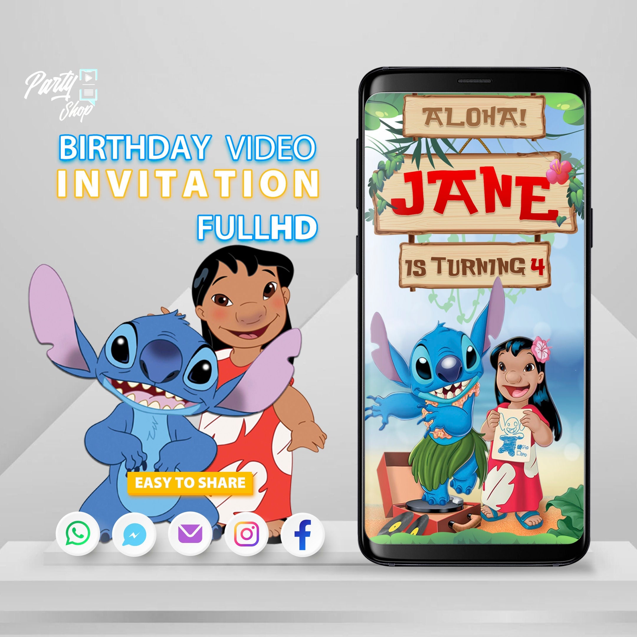 Fun Lilo and Stitch Birthday Party Invitation – Random Panda