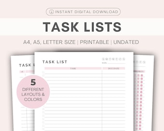 Afdrukbare takenlijst, taaktracker en organizer, afdrukbare planner | Minimalistisch | Productiviteitsplanner | Direct downloaden | A4/A5/Letter/PDF