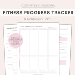 Fitness Progress Tracker | Printable | Fitness Journal, Workout Planner | Weekly & Monthly Check-In | Wellness, Goals, Habits | A4/A5/Letter