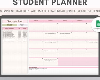 Spreadsheet leerlingenplanner | Opdrachtentracker | Studieplanner | Takenlijst | Leerboektracker | Universiteit en hogeschool | Google Spreadsheets