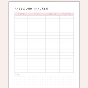 Password Tracker Printable | Planner Printable | Password Organizer ...