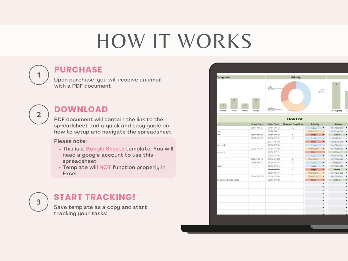 Task Tracker Spreadsheet | to Do List & Goal Tracker | Task List ...