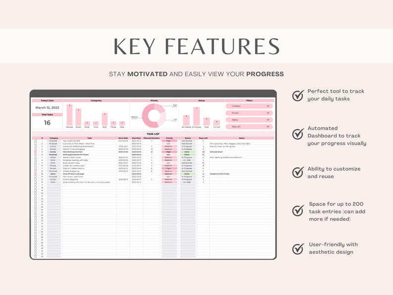 Task Tracker Spreadsheet | Google Sheets | to Do List | Planner ...