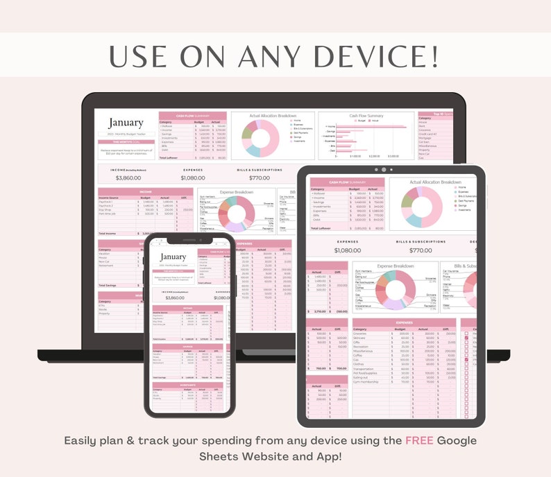Monthly Budget Planner | Google Sheets | Budget Tracker Spreadsheet ...