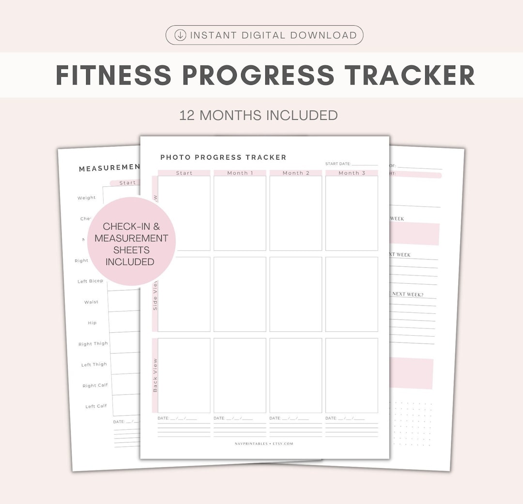 Fitness Progress Tracker Printable Fitness Journal, Workout Planner