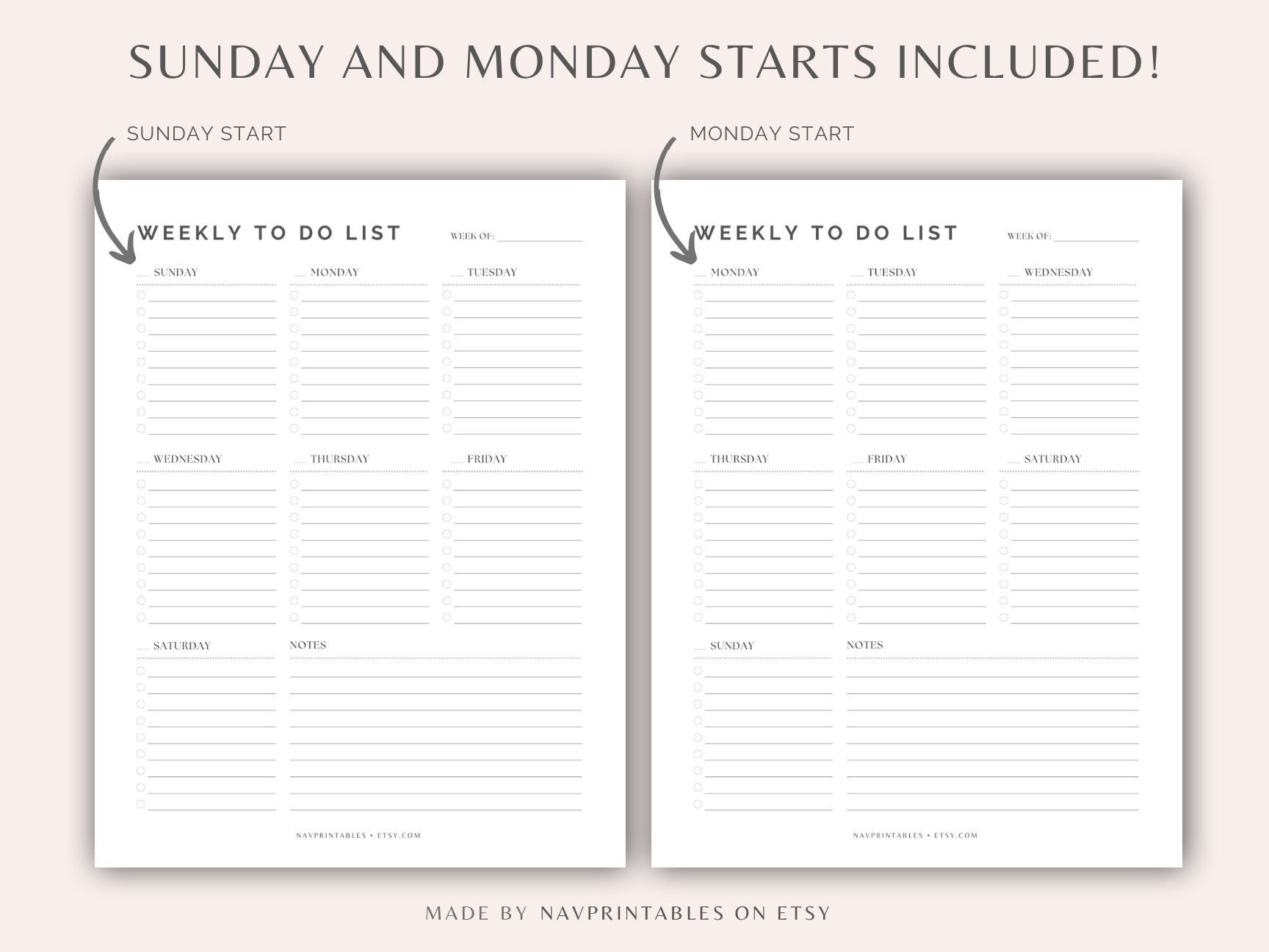 Daily & Weekly to Do List, Printable Planner, to Do List Templates ...