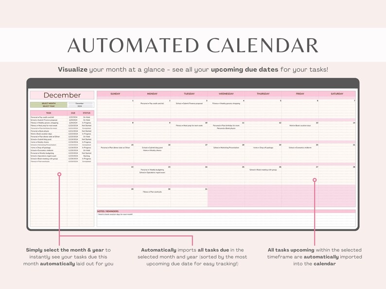 Calendars For Task Management Task Tracker Spreadsheet | to Do List | Smart Calendar | Project ...