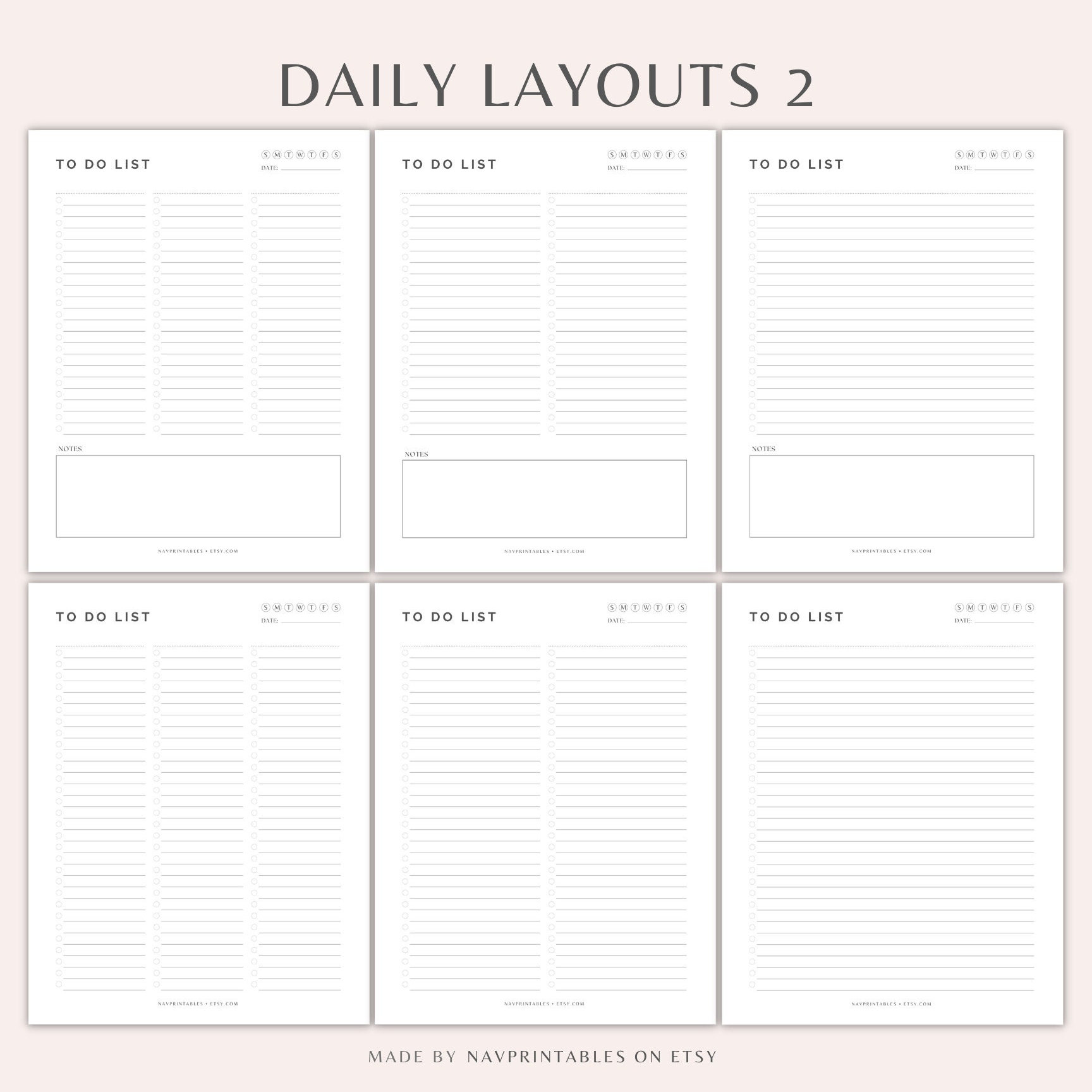 Daily &amp; Weekly to Do List, Printable Planner, to Do List Templates ...