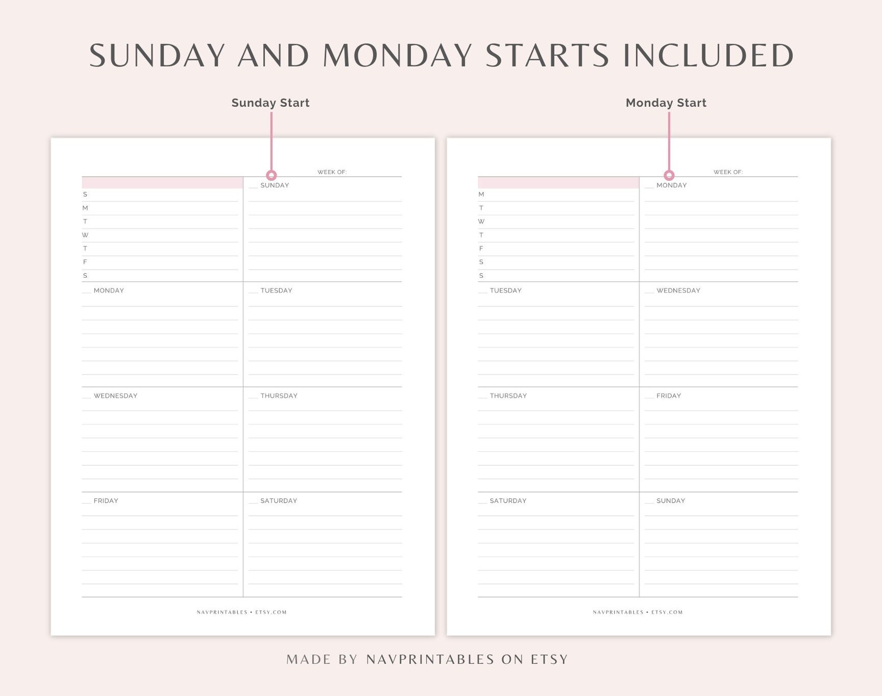 Weekly Planner | Planner Printable | WO2P | Week at a Glance, Weekly ...