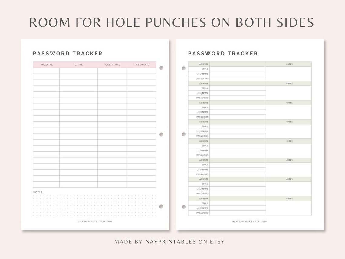 Password Tracker Printable | Planner Printable | Password Organizer ...