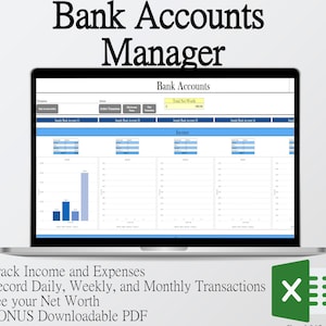 Bank Account Manager Income and Expense Tracker W/ Downloadable PDF ...