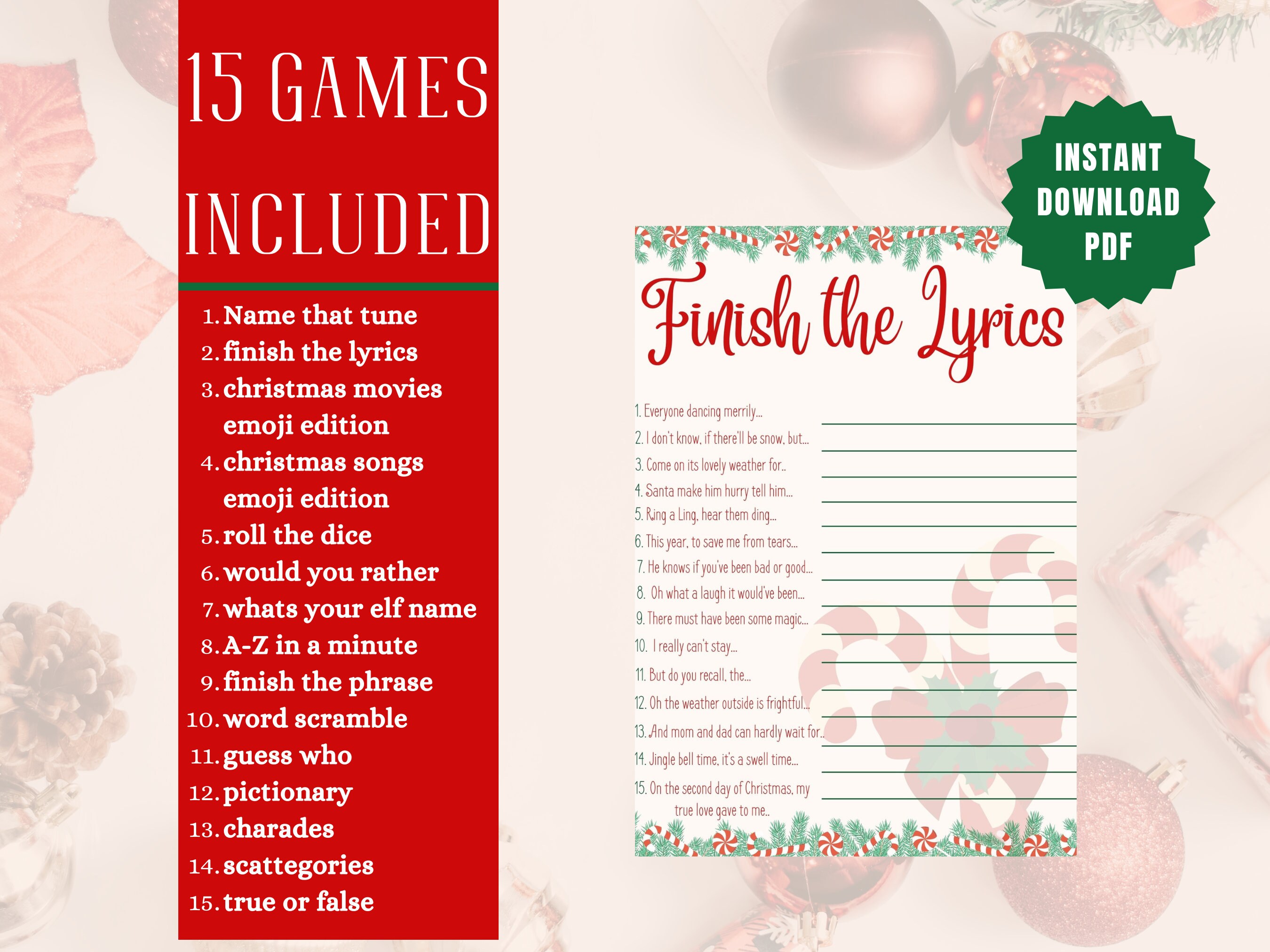 Christmas Games Bundle Printable Christmas Games Christmas Party Games Christmas Family Games