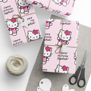 Personalized Hello Kitty Birthday Gift Wrapping Paper image 1