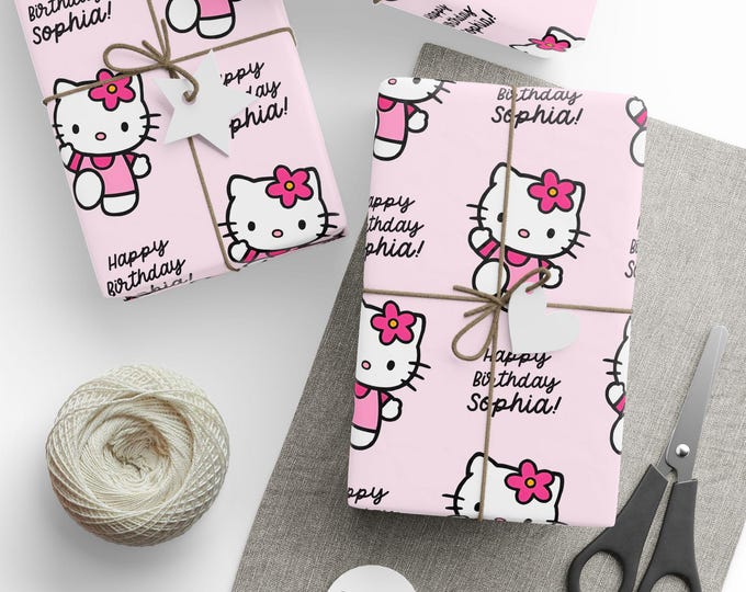 Personalized Hello Kitty Birthday Gift Wrapping Paper