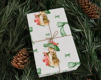 Coquette Bunny Wrapping Paper with Bows