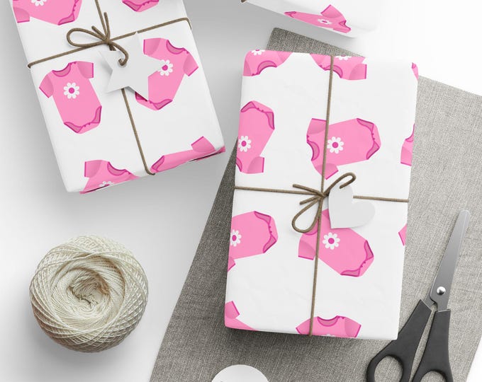 Wrapping Paper Roll, Baby Pink Gift Wrap for Baby Shower, Newborn Baby Girl, Baby Shower Decor, Baby Girl Gift Wrap, Baby Shower Wrapping