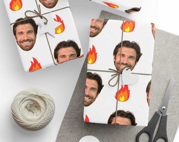 Wrapping Papers, Personalized Photo Valentine's Day Gift Wrap, Hot Husband & Boyfriend Wrap, Custom Love Wrapping Paper
