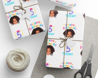 Custom Photo Wrapping Paper, Birthday Gift Wrap, Happy Birthday Gift Wrap, Girl's Birthday Wrapping Paper, Birthday Photo Gift Wrap