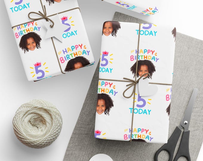 Custom Photo Wrapping Paper, Birthday Gift Wrap, Happy Birthday Gift Wrap, Girl's Birthday Wrapping Paper, Birthday Photo Gift Wrap
