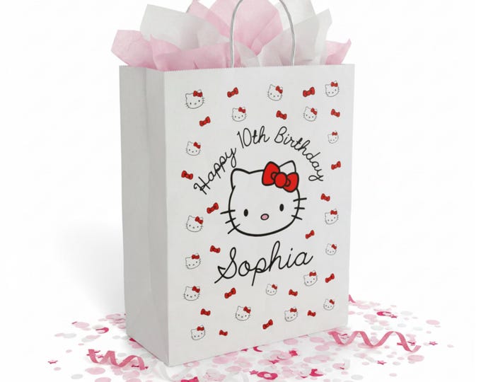Cute Hello Kitty Paper Gift Bag | Personalized Birthday Gift Bag