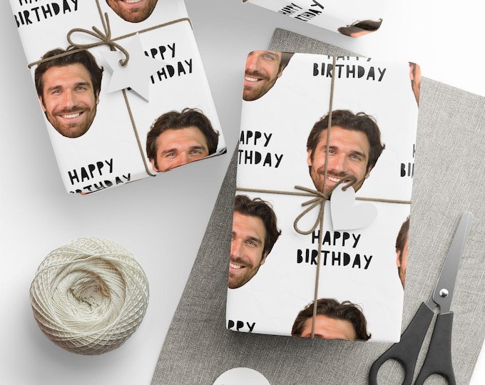 Custom Photo Birthday Wrapping Paper, Personalized Gift Wrap - Birthday, Happy Birthday, Custom Photo Gift Wrap Roll, Wrapping Paper Sheets,