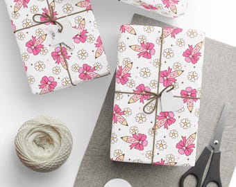 Teacher Appreciation Gift Wrap - Pencil & Bow Pattern