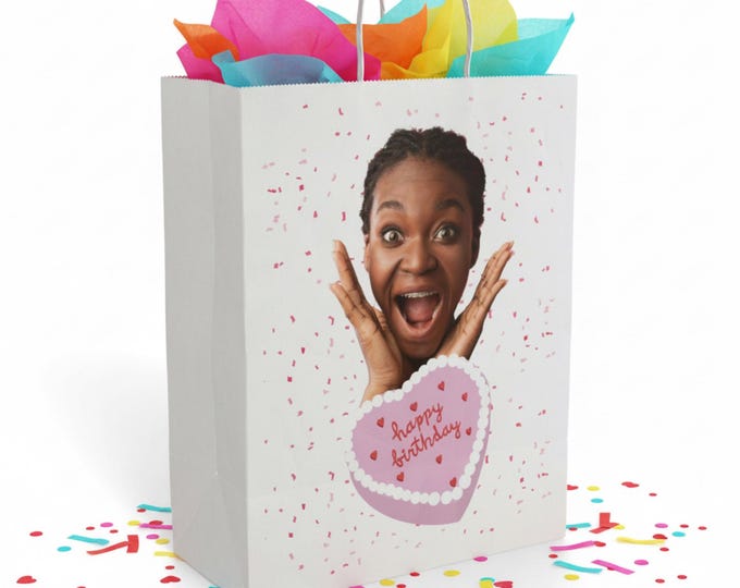 Personalized Photo Birthday Gift Bag | Custom Paper Favor Bag
