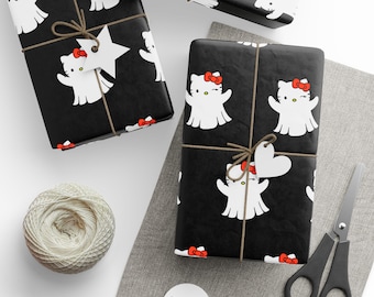 Halloween Hello Kitty Ghost Wrapping Paper: Spooky Gift Wrap