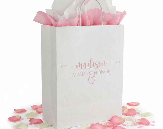 Personalized Maid of Honor Gift Bag | Bridesmaid Party Favor Bag