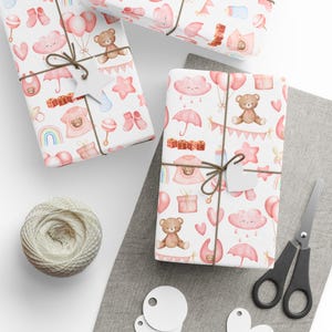 Baby Girl Gift Wrap, Baby Shower Gift Wrap, Baby Pink Gift Wrap, Wrapping Paper Roll, Gift Wrap for Baby Girl, Newborn baby girl