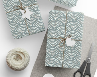 Boho Fan Pattern Gift Wrap: Vintage Summer Style