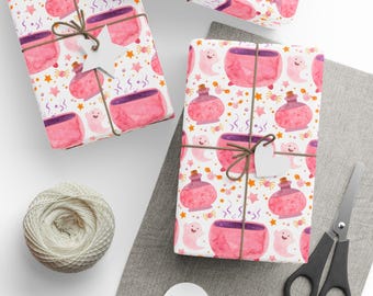 Pink Halloween Gift Wrap, Halloween Gift Wrap, Halloween Birthday Gift Wrap, Halloween Party Gift Wrap, Celebration Wrap, Premium Paper