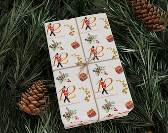 Twelve Drummers Drumming Christmas Gift Wrapping Paper
