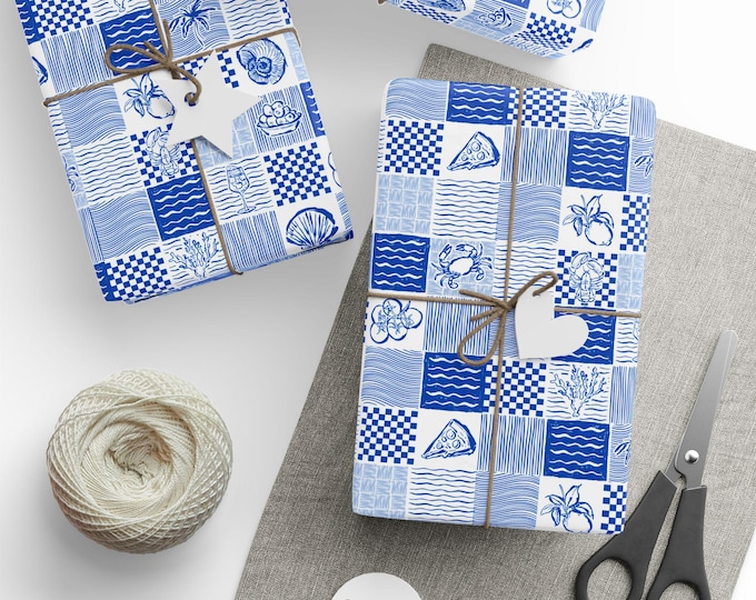 La Dolce Vita Gift Wrap, Bachelorette Party, Summertime Wrapping Paper, Beach Party Gift Wrap, Special Occasion, Unique Design