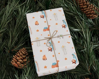 Baby Jesus Christmas Wrapping Paper Roll: O Holy Night Nativity