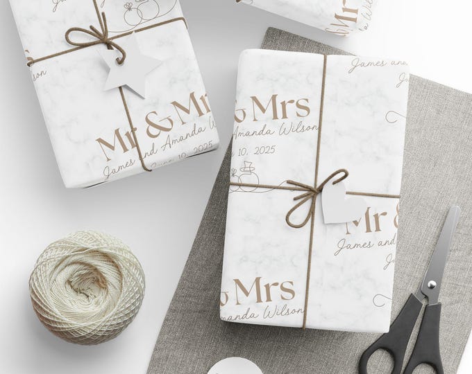 Wrapping Paper, Custom Wedding Gift Wrap for Bride and Groom, Roll of Customizable Gift Paper, Wedding Wrapping Paper, Personalized Present