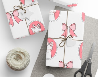 Pink Coquette Cat Wrapping Paper: Whimsical Birthday Gift Wrap
