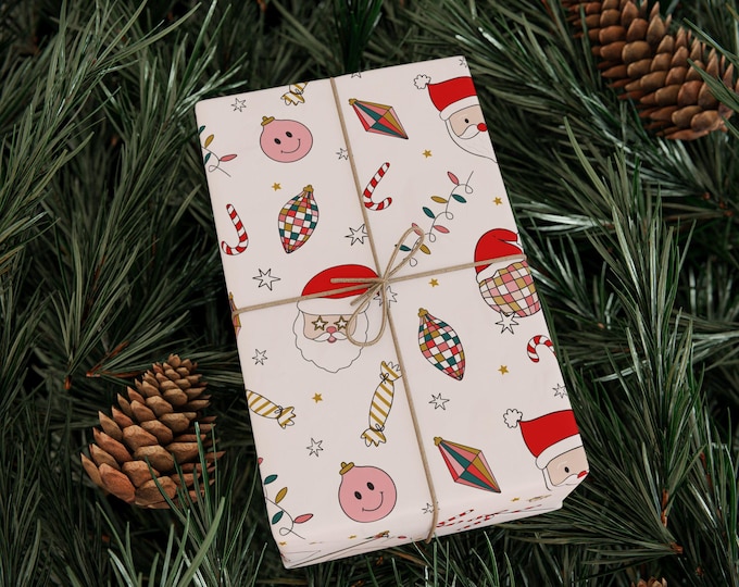 Wrapping Paper Roll, Christmas Gift Wrap, Christmas Wrapping Paper, Cute Christmas Wrap, Winter Holiday Gift Wrap, Retro Christmas Wrap