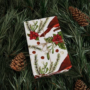 Christmas Cardinal Gift Wrap: Holiday Poinsettia Wrapping Paper