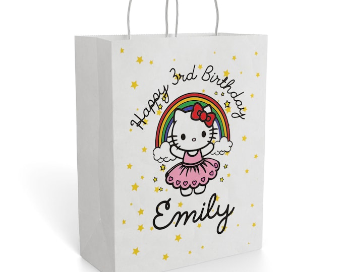 Hello Kitty Rainbow Paper Gift Bag | Personalized Birthday Gift Bag