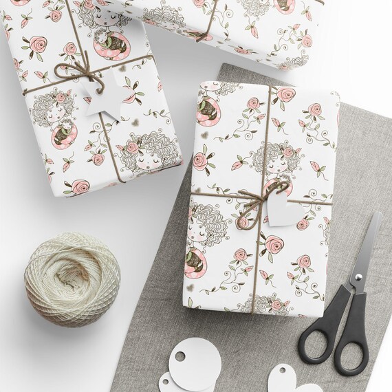 Mothers Day Floral Girl Gift Wrap, 90gsm Fine Art Paper