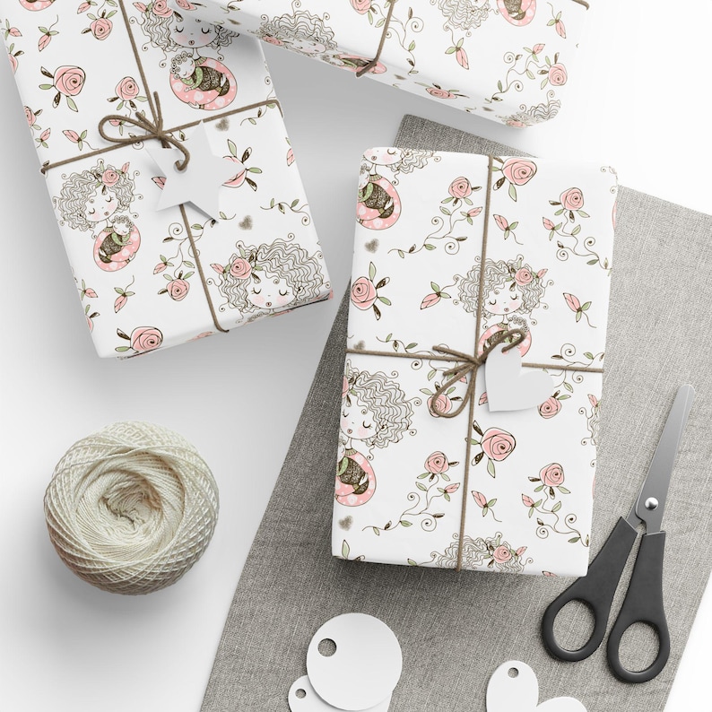 Presentpapper med blommigt motiv för mors dag, 90 g/m² konstnärspapper bild 1