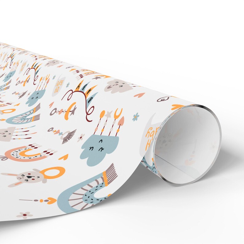 Boho Rainbow Baby Shower Gift Wrap, 90 GSM Gloss Paper image 5