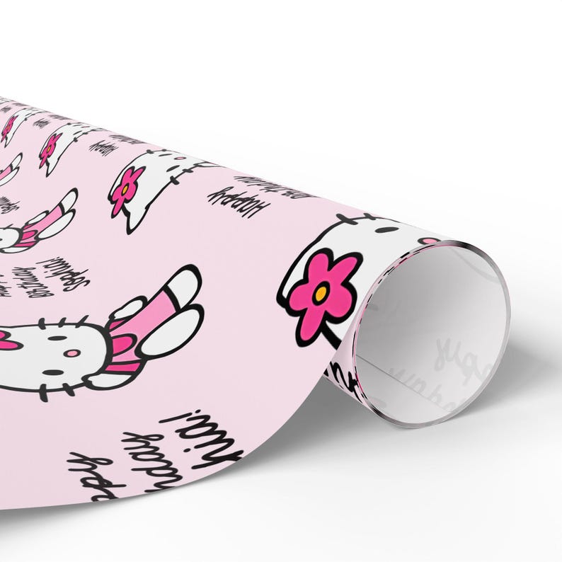 Personalized Hello Kitty Birthday Gift Wrapping Paper image 5