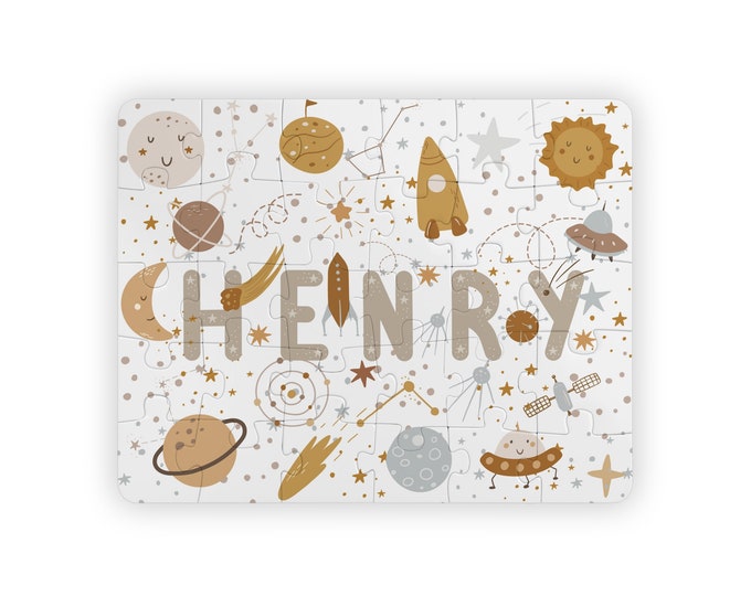 Personalized Kids Name Puzzle, Kids' Puzzle, 30-Piece Puzzle, Space-Themed Puzzle, Kids Activity, 14x11 inch puzzle, Fun Activity
