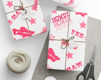 Disco Cowgirl Wrapping Paper, Bachelorette Party Gift Wrap, Beach Party Gift Wrap, Special Occasion Gift Wrap, Premium Gift Wrap