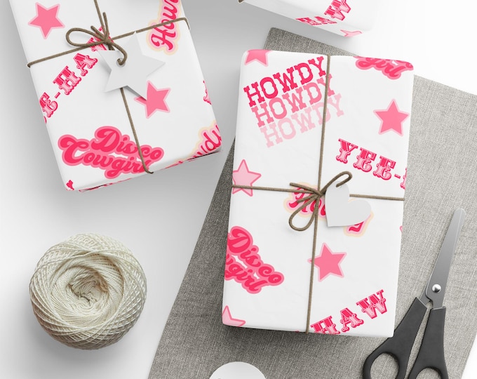 Disco Cowgirl Wrapping Paper, Bachelorette Party Gift Wrap, Beach Party Gift Wrap, Special Occasion Gift Wrap, Premium Gift Wrap