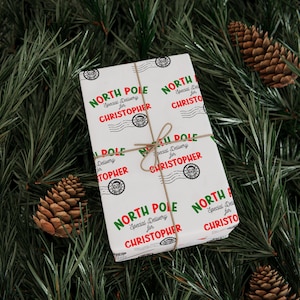 Carta da regalo personalizzata, carta da regalo con nome personalizzato, consegna speciale al Polo Nord, carta da regalo con Babbo Natale ed elfi, carta da regalo natalizia per bambini