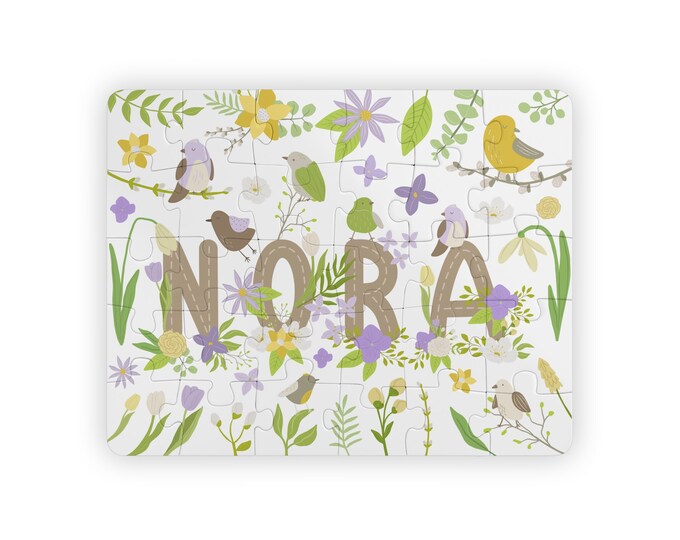 Personalized Kids Name Puzzle, Kids' Puzzle, 30-Piece Puzzle, Spring-Themed Puzzle, Kids Activity, 14x11 inch puzzle, Fun Activity